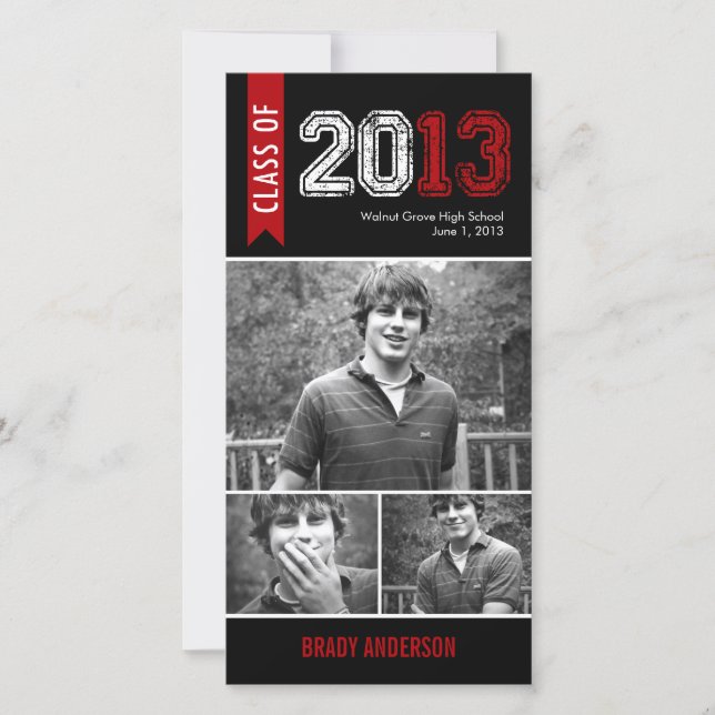 Vintage Grunge Graduation Announcement Photo Card (Front)