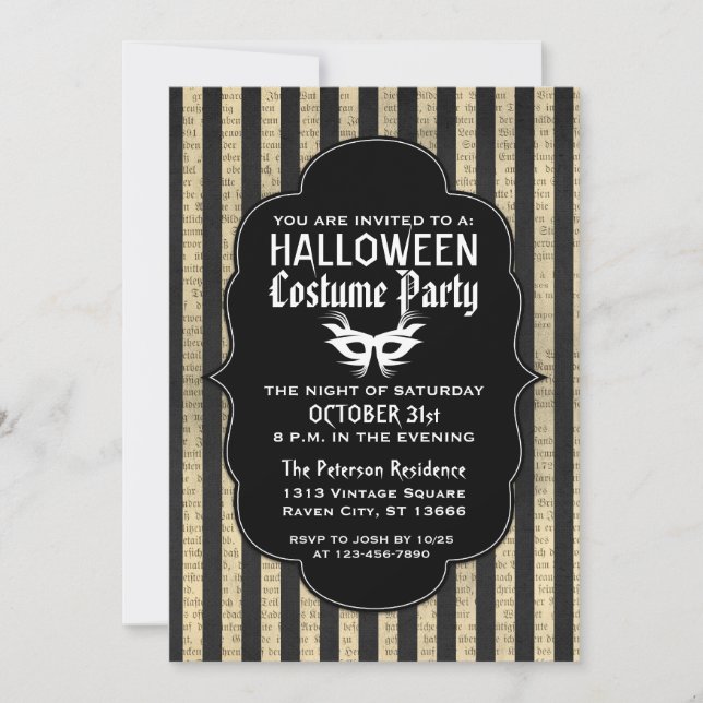 Vintage Grunge Halloween Costume Party Invitations (Front)