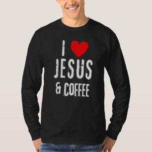 Vintage Grunge I Love Jesus & Coffee Christian T-Shirt