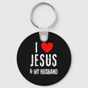 Vintage grunge i love jesus & my husband, christia key ring