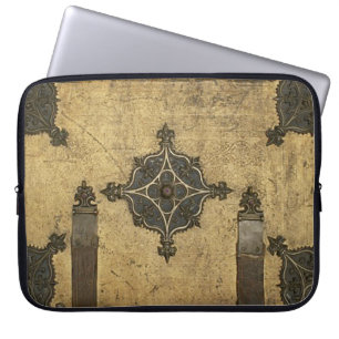 Vintage Grunge Metal On Leather Laptop Sleeve