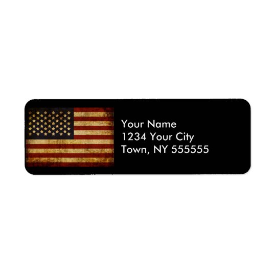 Vintage Grunge Patriotic USA American Flag Return Address Label