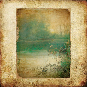 Vintage Grunge Pond Scrapbook Paper