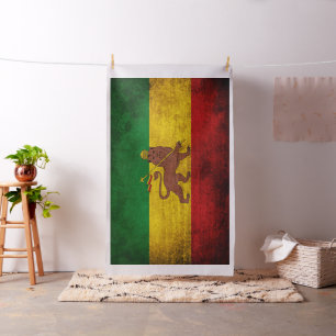 Vintage Grunge Rastafarian Flag Fabric