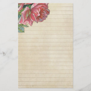 Vintage grunge Rose With Lines Stationery