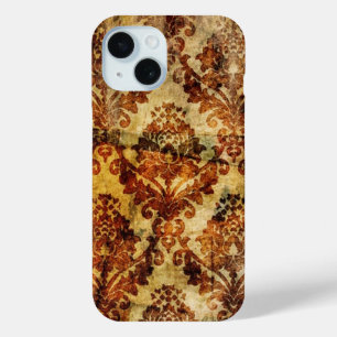 Vintage Grunge Rustic Steampunk  Brown Damask iPhone 15 Case