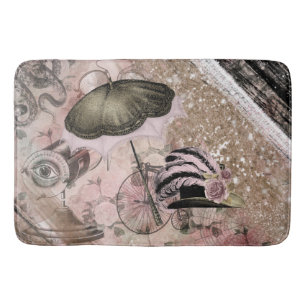 Vintage Grunge Steampunk Glam Victorian Hat   Bath Mat