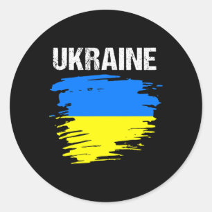 Vintage Grunge Style Ukrainian Ukraine Flag Classic Round Sticker
