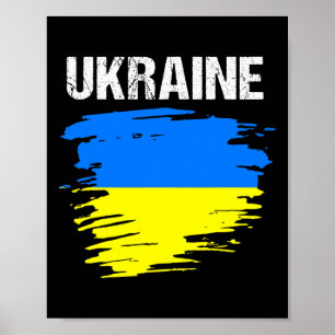 Vintage Grunge Style Ukrainian Ukraine Flag Poster