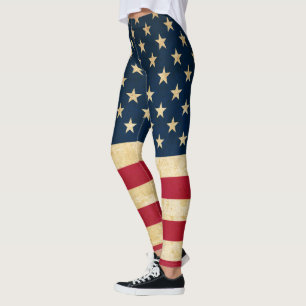 Vintage Grunge Stylised American Flag Leggings