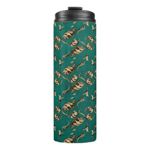 Vintage Grunge Teal and Gold Peacock Paisley Thermal Tumbler