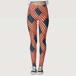 Vintage Grunge United States of American flag Leggings