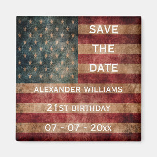 Vintage Grunge USA Stars & Stripes 21st Birthday Magnet