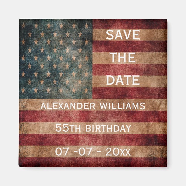 Vintage Grunge USA Stars & Stripes 55th Birthday Magnet (Front)
