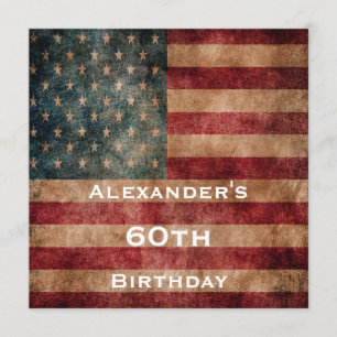 Vintage Grunge USA Stars & Stripes 60th Birthday Invitation