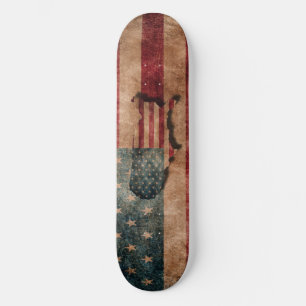 Vintage Grunge USA Stars & Stripes Flag and Map Skateboard