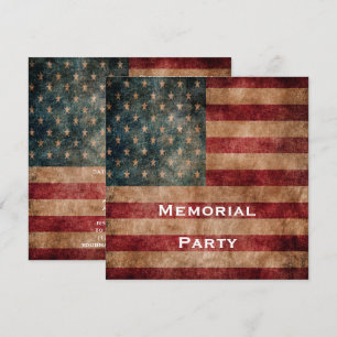 Vintage Grunge USA Stars & Stripes Memorial Party Invitation
