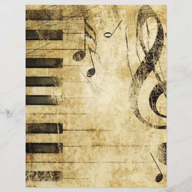 Vintage Grungy Music Notes Scrapbook Paper (Front)
