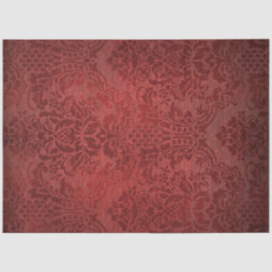 Vintage Grungy Red Floral Damask Tissue Paper