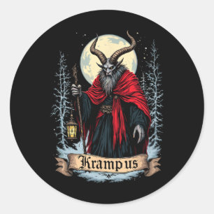 Vintage Gruss Vom Krampus Christmas Eve Naughty Ki Classic Round Sticker