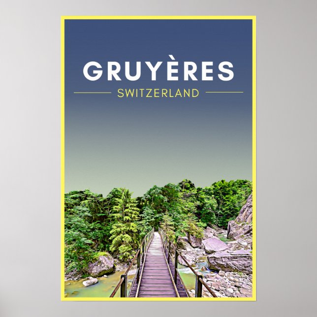 Vintage Gruyeres Switzerland Travel Poster (Front)