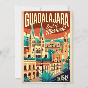 Vintage Guadalajara Mexico Soul of Mariachi Retro Holiday Card