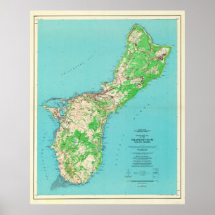 Vintage Guam Map (1965) Poster