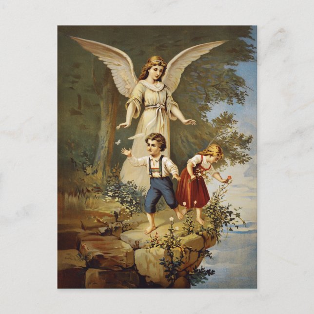 Vintage Guardian Angel Postcard (Front)