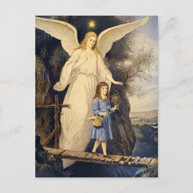 Vintage Guardian Angel Postcard (Front)