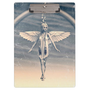 Vintage Guardian Angel Rainbow Art Clipboard