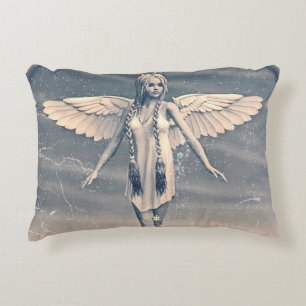Vintage Guardian Angel Rainbow Art Decorative Cushion