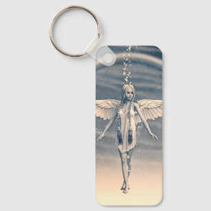 Vintage Guardian Angel Rainbow Art Key Ring