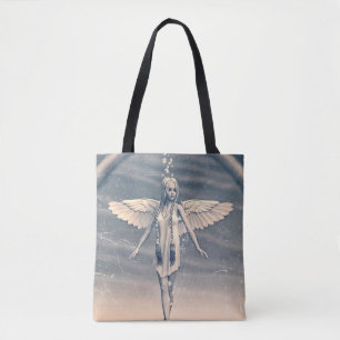 Vintage Guardian Angel Rainbow Art Tote Bag