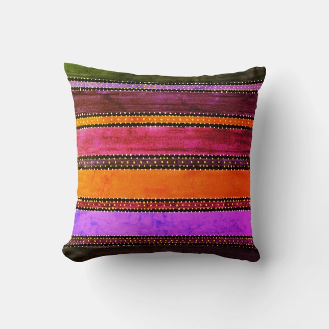 Vintage Guatemala Rainbow Throw Pillow (Front)