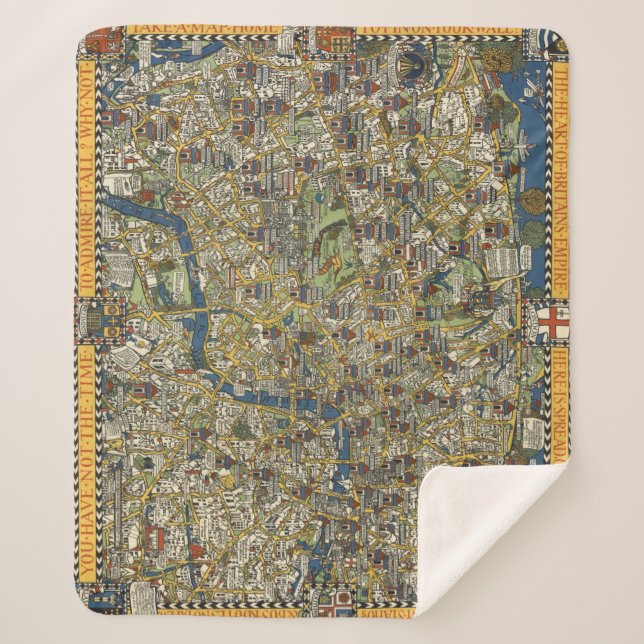 Vintage Guide To London Sherpa Blanket (Front)
