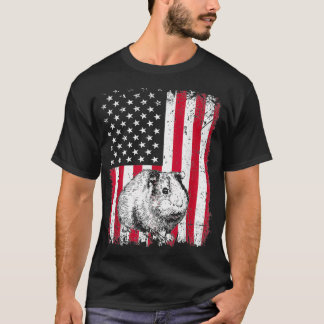 Vintage Guinea pig American Flag Animal Lover Zook T-Shirt