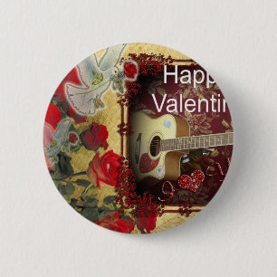 Vintage Guitar: African Brown Beauty Valentine Day 6 Cm Round Badge