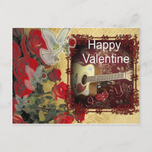 Vintage Guitar: African Brown Beauty Valentine Day Holiday Postcard