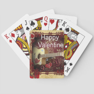 Vintage Guitar: African Brown Beauty Valentine Day Playing Cards