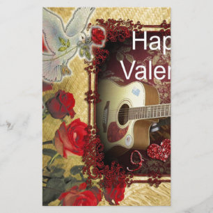 Vintage Guitar: African Brown Beauty Valentine Day Stationery
