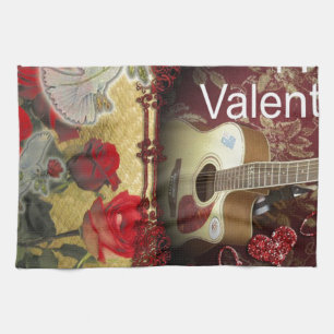 Vintage Guitar: African Brown Beauty Valentine Day Tea Towel