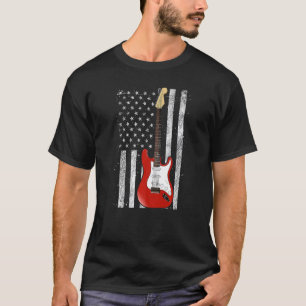 Vintage Guitar - American US Flag -Guitar 4th of J T-Shirt