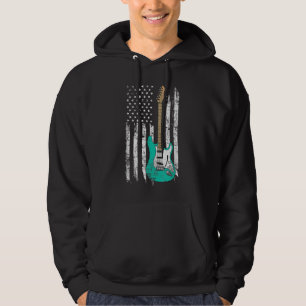 Vintage Guitar, American US Flag Hoodie