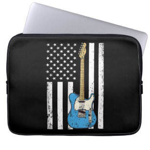 Vintage Guitar American US Flag Laptop Sleeve