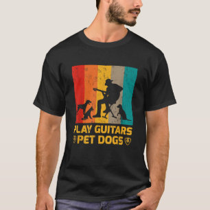 Vintage Guitar And Dogs Lover Gift Play Guitars Pe T-Shirt