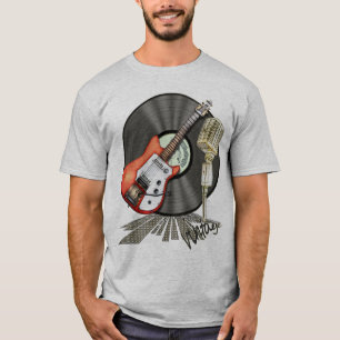Vintage Guitar and Microphone Design T-Shirt