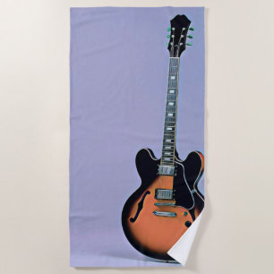 Vintage guitar artwork beach towel