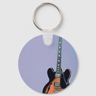 Vintage guitar artwork key ring