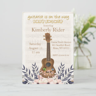 Vintage Guitar Baby Shower  Invitation