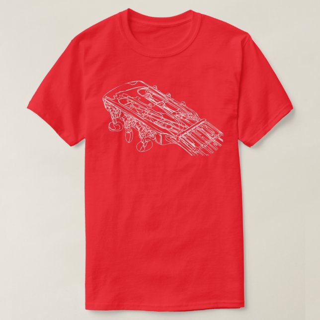 Vintage Guitar Drawing Guitarist  T-Shirt (Design Front)